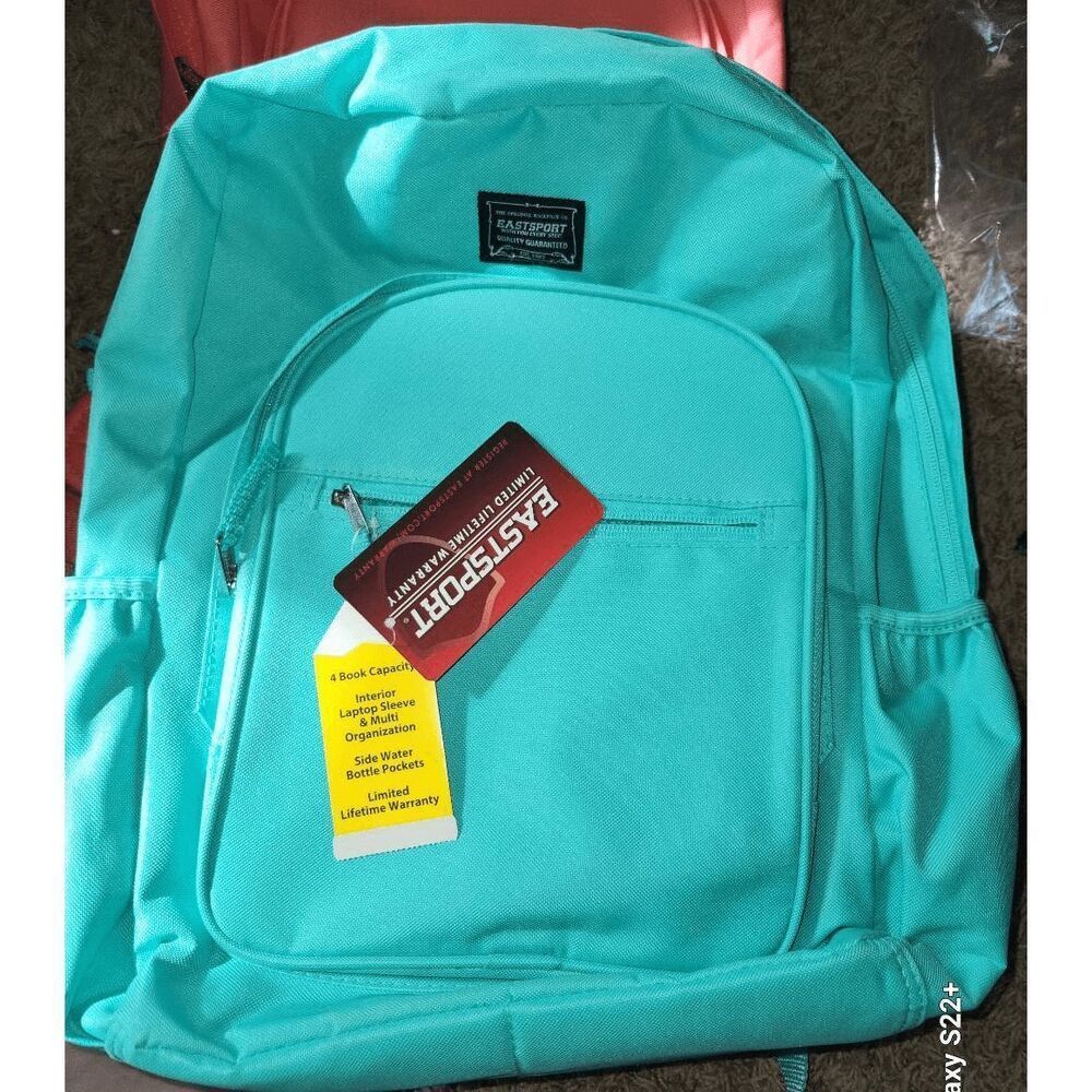 Green Eastport backpack 4 book capacity Laptop sleeve Water bottle pockets NWT